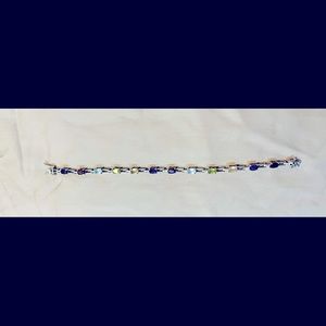 Sterling Silver Ladies Clasp Bracelet with Multi Gemstones